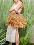 Fringe Decor Braided Design Straw Bag
