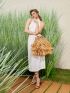 Fringe Decor Braided Design Straw Bag