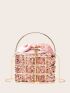 Metallic Sequin Decor Drawstring Bucket Bag
