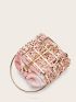 Metallic Sequin Decor Drawstring Bucket Bag