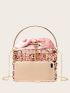 Metallic Sequin Decor Drawstring Bucket Bag