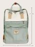 Letter Patch Decor Functional Backpack