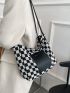 Checkered Graphic Large Capacity Tote Bag
