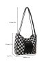 Checkered Graphic Large Capacity Tote Bag