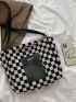 Checkered Graphic Large Capacity Tote Bag