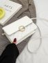 Mini Minimalist Quilted Faux Pearl Decor Flap Square Bag