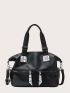 Snakeskin Print Double Zip Large Capacity Shoulder Tote Bag