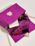 Mini Glitter Sequin Chain Flap Square Bag