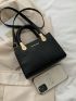 Mini Letter Detail Crocodile Embossed Double Handle Bag