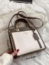 Letter Graphic Contrast Binding Square Bag