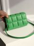 Geometric Embossed Flap Square Bag