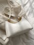 Crocodile Embossed Chain Baguette Bag