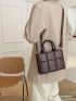 Plaid Embossed Double Handle Square Bag