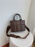 Plaid Embossed Double Handle Square Bag