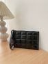 Stitch Detail Artificial Patent Leather Clutch Bag