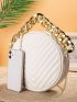 Minimalist Chevron Chain Circle Bag