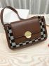 Colorblock Plaid Flap Square Bag