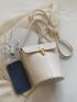 Mini Metal Lock Stitch Detail Bucket Bag