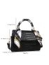 Crocodile Embossed Twilly Scarf Decor Flap Square Bag