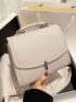 Twist Lock Stitch Detail Flap Square Bag