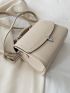 Twist Lock Stitch Detail Flap Square Bag