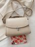 Twist Lock Stitch Detail Flap Square Bag