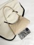 Artificial Patent Leather Chevron Baguette Bag