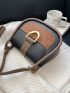 Mini Two Tone Metal Decor Flap Saddle Bag