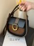 Mini Two Tone Metal Decor Flap Saddle Bag