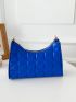 Quilted Pattern Chain Baguette Bag