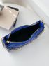Quilted Pattern Chain Baguette Bag