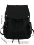 Letter Patch Drawstring Flap backpack