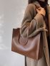 Studded Decor Shoulder Tote Bag With Clutch Bag