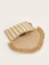 Fringe Decor Striped Straw Clutch Bag