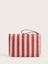 Colorblock Fringe Decor Striped Straw Clutch Bag