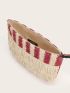 Colorblock Fringe Decor Striped Straw Clutch Bag