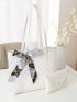 Minimalist Quilted Tote Bag With Clutch Bag