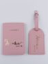Letter Graphic Passport Case With Luggage Tag