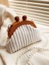 Mini Wooden Ball Decor Faux Pearl Beaded Corduroy Novelty Bag