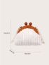 Mini Wooden Ball Decor Faux Pearl Beaded Corduroy Novelty Bag
