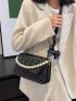 Faux Pearl Chain Decor Quilted Flap Square Bag