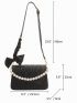 Faux Pearl Chain Decor Quilted Flap Square Bag