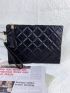 Argyle Quilted Tassel Decor Clutch Bag