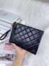 Argyle Quilted Tassel Decor Clutch Bag