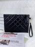 Argyle Quilted Tassel Decor Clutch Bag