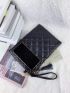 Argyle Quilted Tassel Decor Clutch Bag