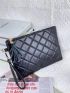 Argyle Quilted Tassel Decor Clutch Bag