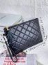 Argyle Quilted Tassel Decor Clutch Bag