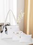 3pcs Crocodile Embossed Twilly Scarf Decor Tote Bag Set