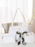 3pcs Crocodile Embossed Twilly Scarf Decor Tote Bag Set